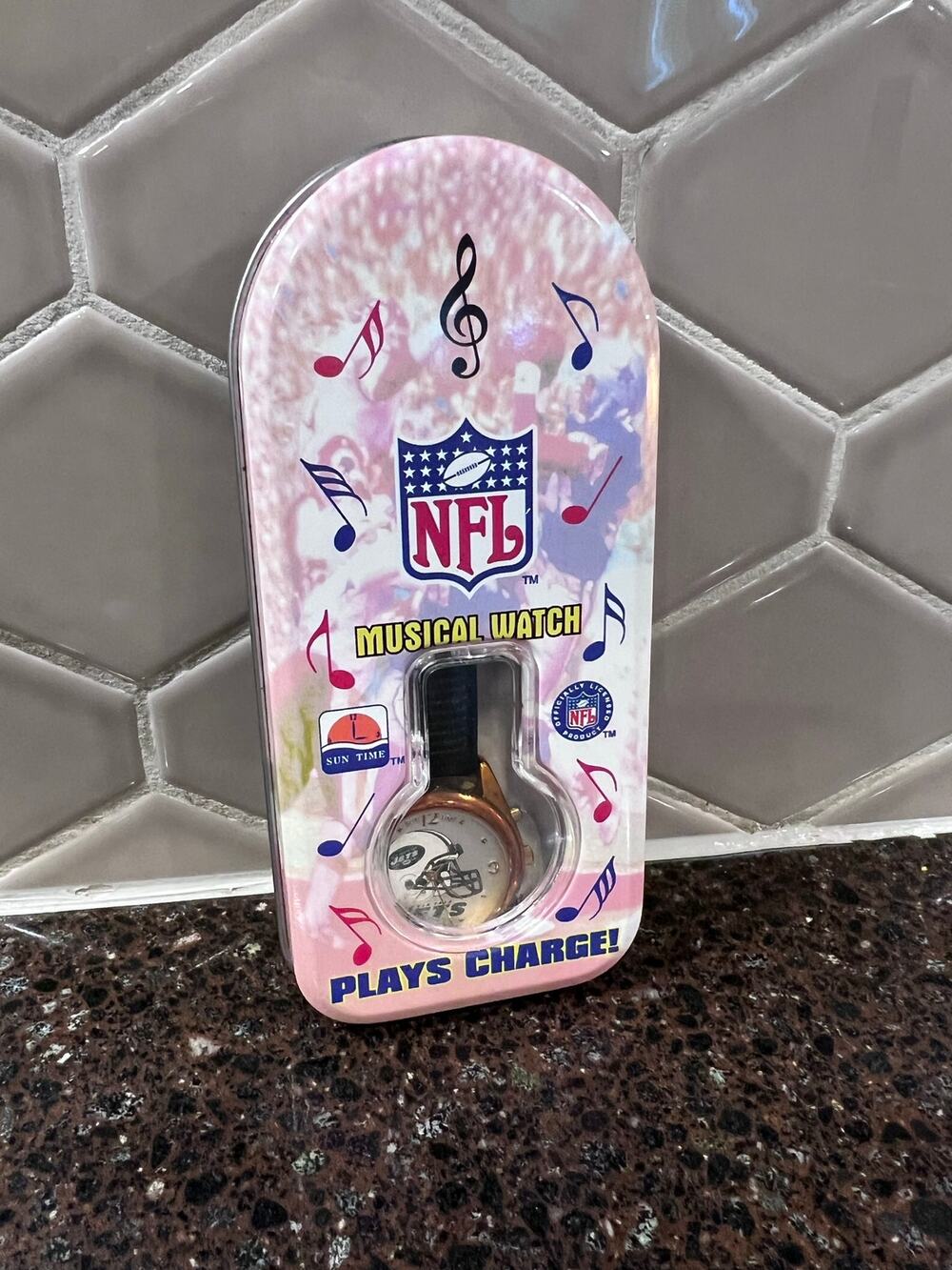 NFL New York Jets Football Watch New Plays Charge 1995 Vintage Tin Collectors